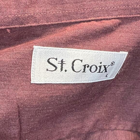 St. Croix Dress Shirt Mens Size Large Purple Button Up Casual w\ Chest Pocket - Picture 6 of 6